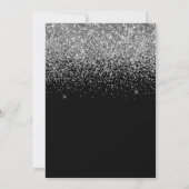 Glitterende Zilveren Glans Zwarte Chroom Sweet 16 Kaart (Achterkant)