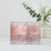 Glitterende Zilveren Glitter Roze Gouden Folie Bed Briefkaart (Staand voorkant)