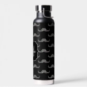 Glitterende zilveren glitters Snor zwart Monogram Waterfles (Links)