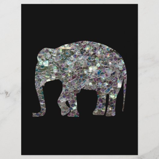 Glitterende zilveren mozaïek glans Olifant Flyer (Voorkant)