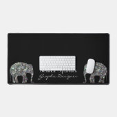 Glitterende zilveren mozaïek glinsterende Olifant Bureaumat (Keyboard & Muis)