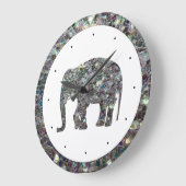 Glitterende zilveren mozaïek glinsterende Olifant Grote Klok (Hoek)