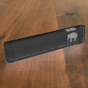 Glitterende zilveren mozaïek glinsterende Olifant Naambordje