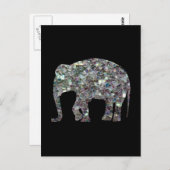 Glitterende zilveren mozaïek olifant briefkaart (Voorkant / Achterkant)
