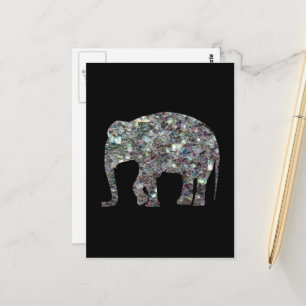 Glitterende zilveren mozaïek olifant briefkaart