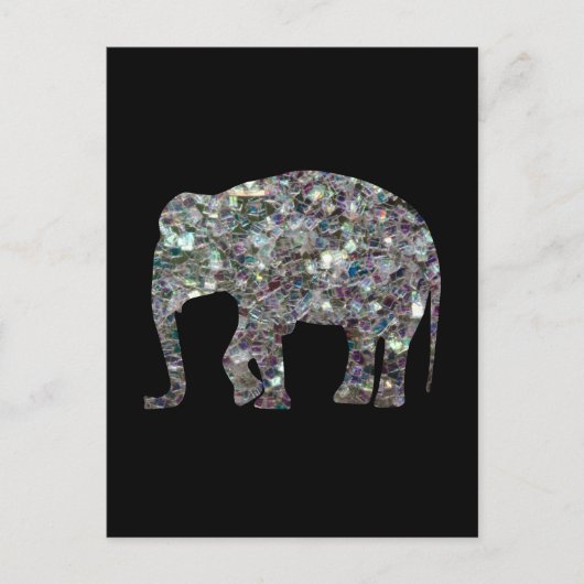 Glitterende zilveren mozaïek olifant briefkaart (Voorkant)