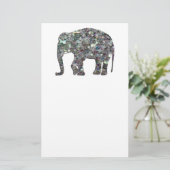 Glitterende zilveren mozaïek olifant briefpapier (Staand voorkant)
