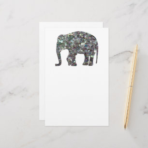 Glitterende zilveren mozaïek olifant briefpapier