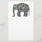 Glitterende zilveren mozaïek olifant briefpapier (Voorkant)