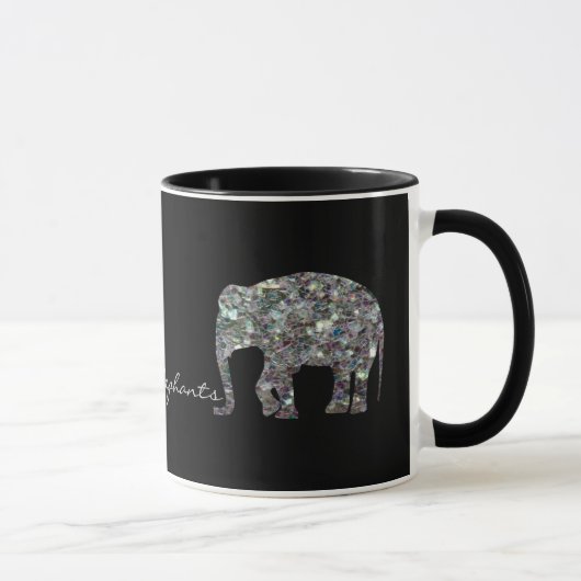 Glitterende zilveren mozaïek olifant mok (Rechts)