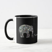 Glitterende zilveren mozaïek olifant mok (Links)