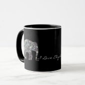 Glitterende zilveren mozaïek olifant mok (Voorkant links)