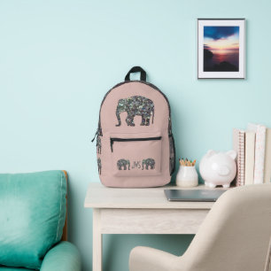 Glitterende zilveren mozaïek Olifant Monogram roze Bedrukte Rugzak