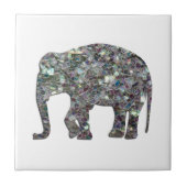 Glitterende zilveren mozaïek olifant tegeltje (Voorkant)