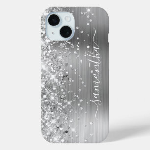 Glitterende zilverfolie moderne meisjesachtige han iPhone 15 case