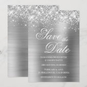 Glitterende Zilverfolie Save the Date Kaart (Voorkant / Achterkant)