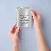 Glitterende zilvergrijze schittering 21e verjaarda flyer (Hand)