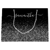 Glitterende Zwarte Elegante Handtekening Swash Naa Groot Cadeauzakje (Voorkant)