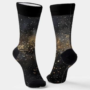 Glitterende zwarte en gouden achtergrond sokken