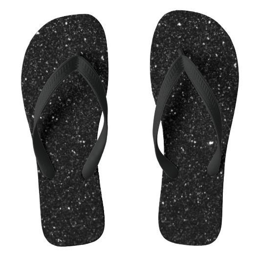 Glitterende zwarte glitter glanzend teenslippers (Voetbed)