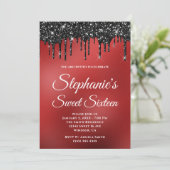 Glitterende Zwarte Glitters Donkerrode Gradiënt Sw Kaart (Staand voorkant)