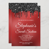 Glitterende Zwarte Glitters Donkerrode Gradiënt Sw Kaart (Voorkant / Achterkant)