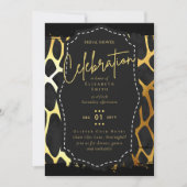 Glitterende Zwarte Gouden Bruidsfeest Thema Uitnod Kaart (Voorkant)