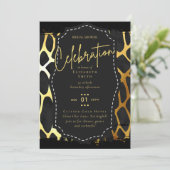 Glitterende Zwarte Gouden Bruidsfeest Thema Uitnod Kaart (Staand voorkant)