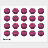 Glitterende zwarte & roze druipende glitter verjaa ronde sticker (Vel)