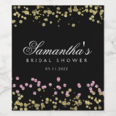 Glitterfeest roze en gouden bruidsdouche wijn etiket (Enkel label)