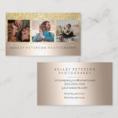 Glitterfolie voor moderne bruinfotografie visitekaartje (Voorkant / Achterkant)