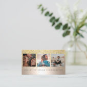 Glitterfolie voor moderne bruinfotografie visitekaartje (Staand voorkant)