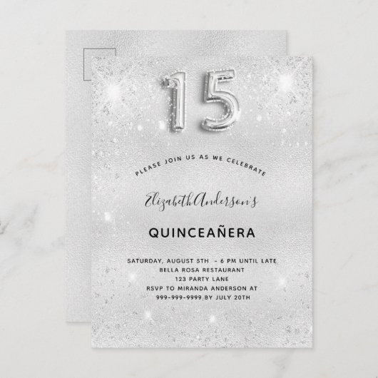 Glitterglamoureus Uitnodiging Briefkaart (Voorkant / Achterkant)