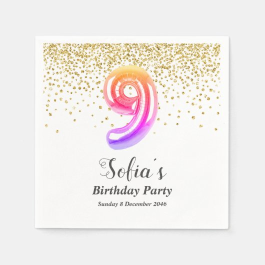 glittergoud, gouden glans 9e glitter servet (Voorkant)