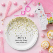 glittergoud, gouden vonk papieren bordje (Feest)