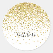 glittergoud, gouden vonk ronde sticker (Voorkant)
