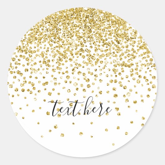 glittergoud, gouden vonk ronde sticker (Voorkant)