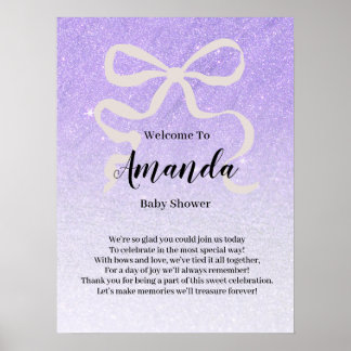 Glittergradiënt coquet lint Welkom Baby Shower Poster