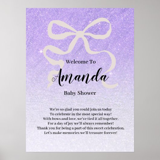 Glittergradiënt coquet lint Welkom Baby Shower Poster (Voorkant)