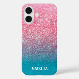 Glittergradiënt roze iPhone 16 hoesje