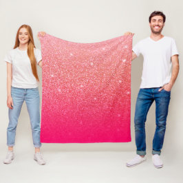 Glittergradiënt roze fleece deken