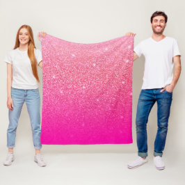 Glittergradiënt roze fleece deken