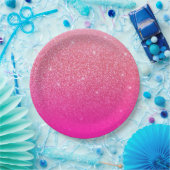 Glittergradiënt roze papieren bordje (Feest)