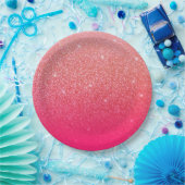 Glittergradiënt roze papieren bordje (Feest)