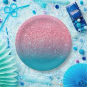 Glittergradiënt roze papieren bordje (Feest)