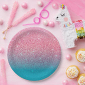 Glittergradiënt roze papieren bordje (Feest)