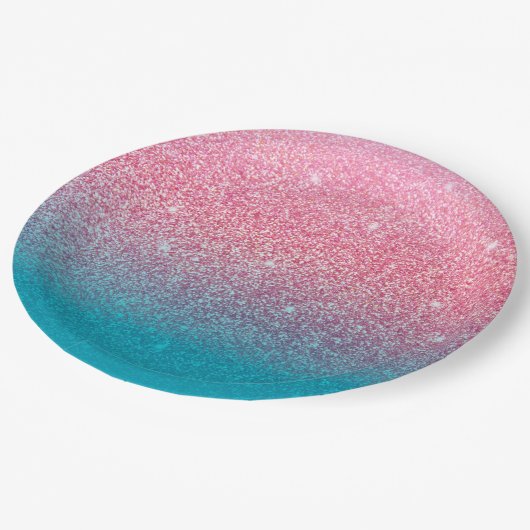Glittergradiënt roze papieren bordje (Gekanteld)