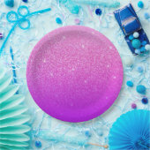 Glittergradiënt roze papieren bordje (Feest)