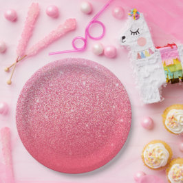 Glittergradiënt roze papieren bordje