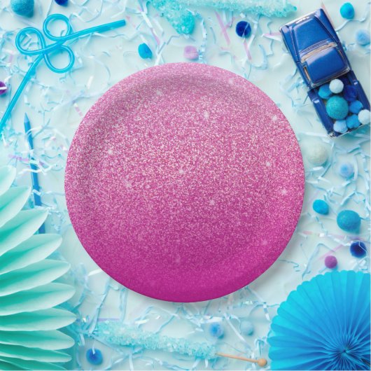 Glittergradiënt roze papieren bordje (Feest)